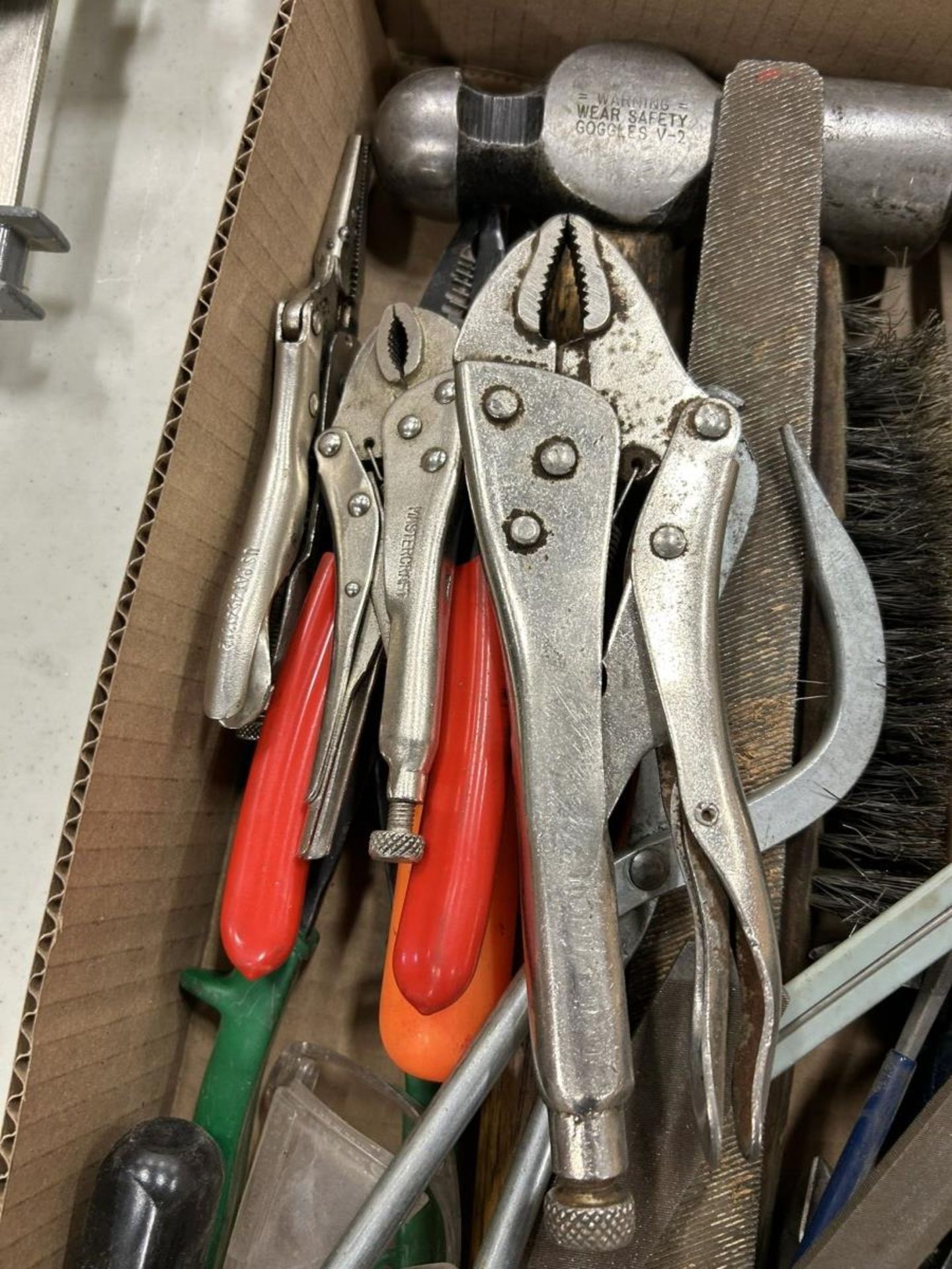 L/O ASSORTED HAND TOOLS- PRY BARS, HAMMERS, WIRE STRIPPER PLIERS - Image 2 of 3