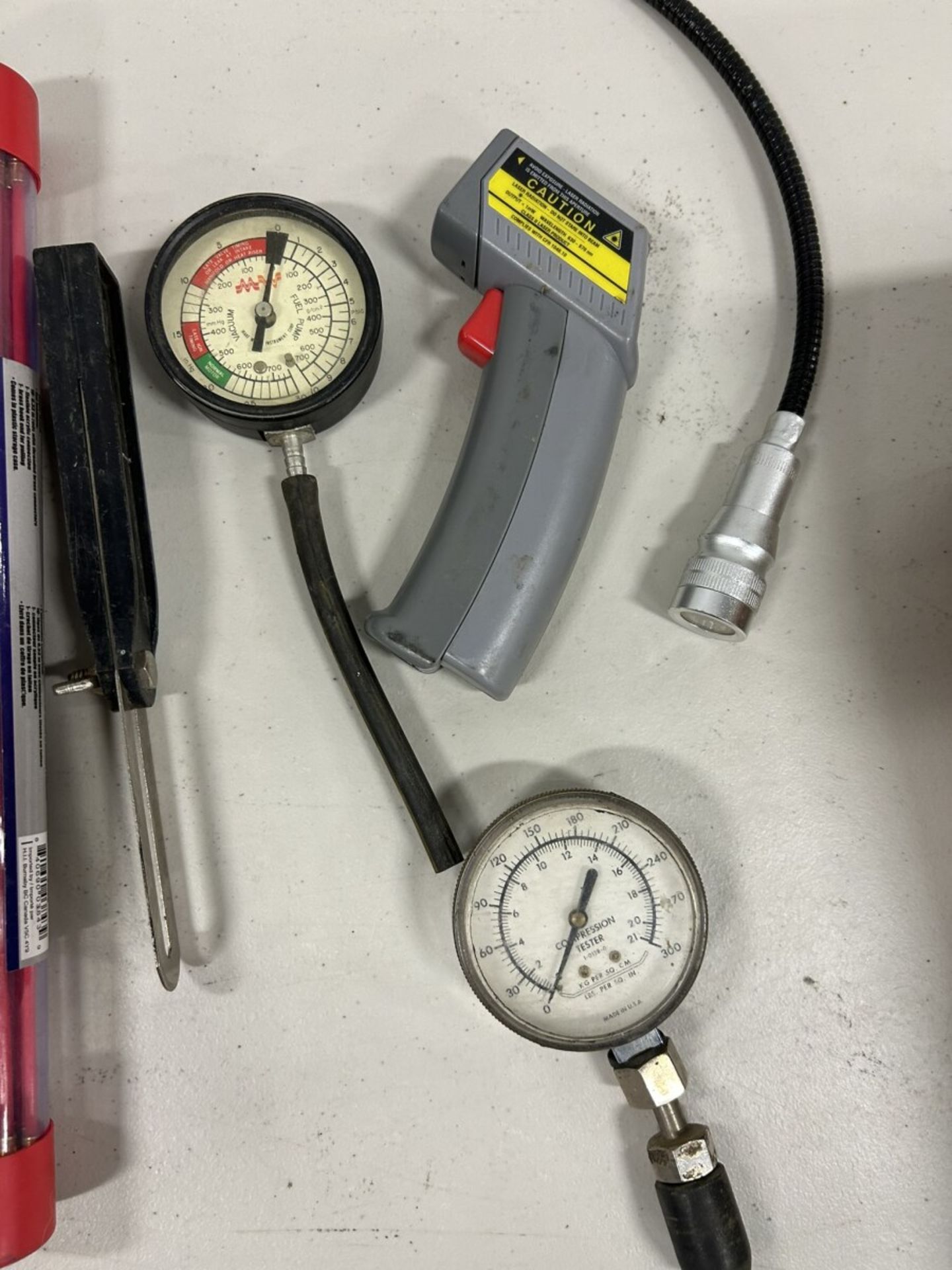 L/O ASSORTED HAND TOOLS SPRING COMPRESSORS, GAUGES, TEST LIGHT ETC. - Image 3 of 3