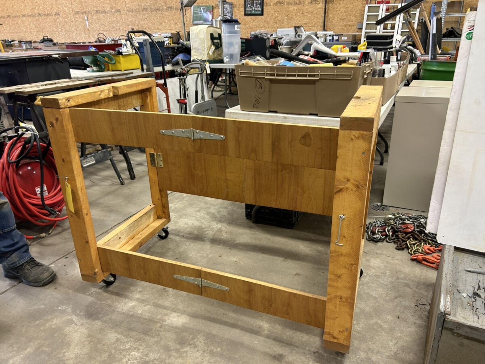 SHOP BUILT COLLAPSIBLE ROLLING TABLE 48"X24"36"H - Image 3 of 4