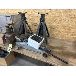 PAIR OF HEAVY DUTY JACK STANDS W/ BOTTLE JACK AND SERVICE JACK