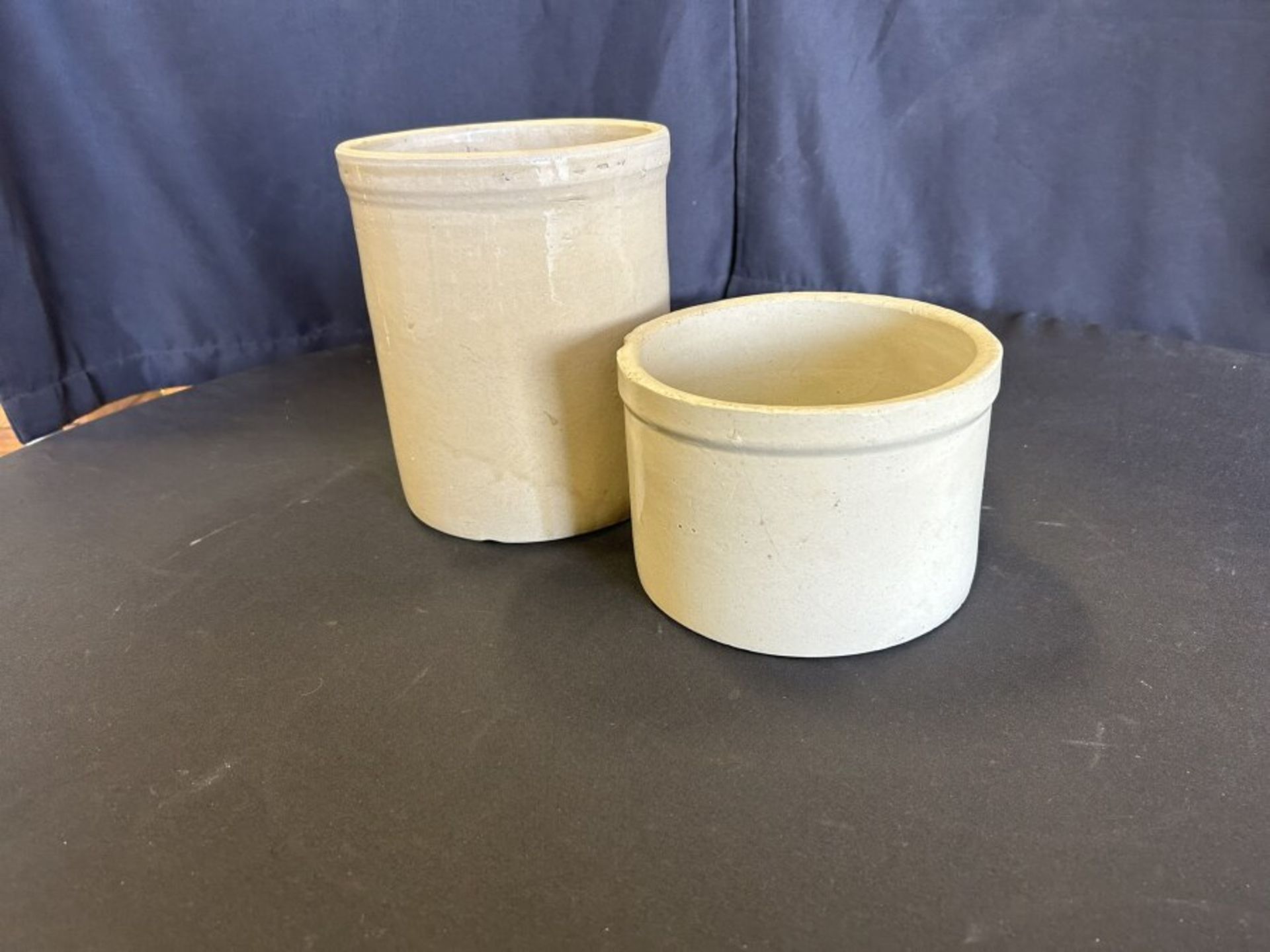 2-ANTIQUE CROCK CANISTERS - Image 3 of 7