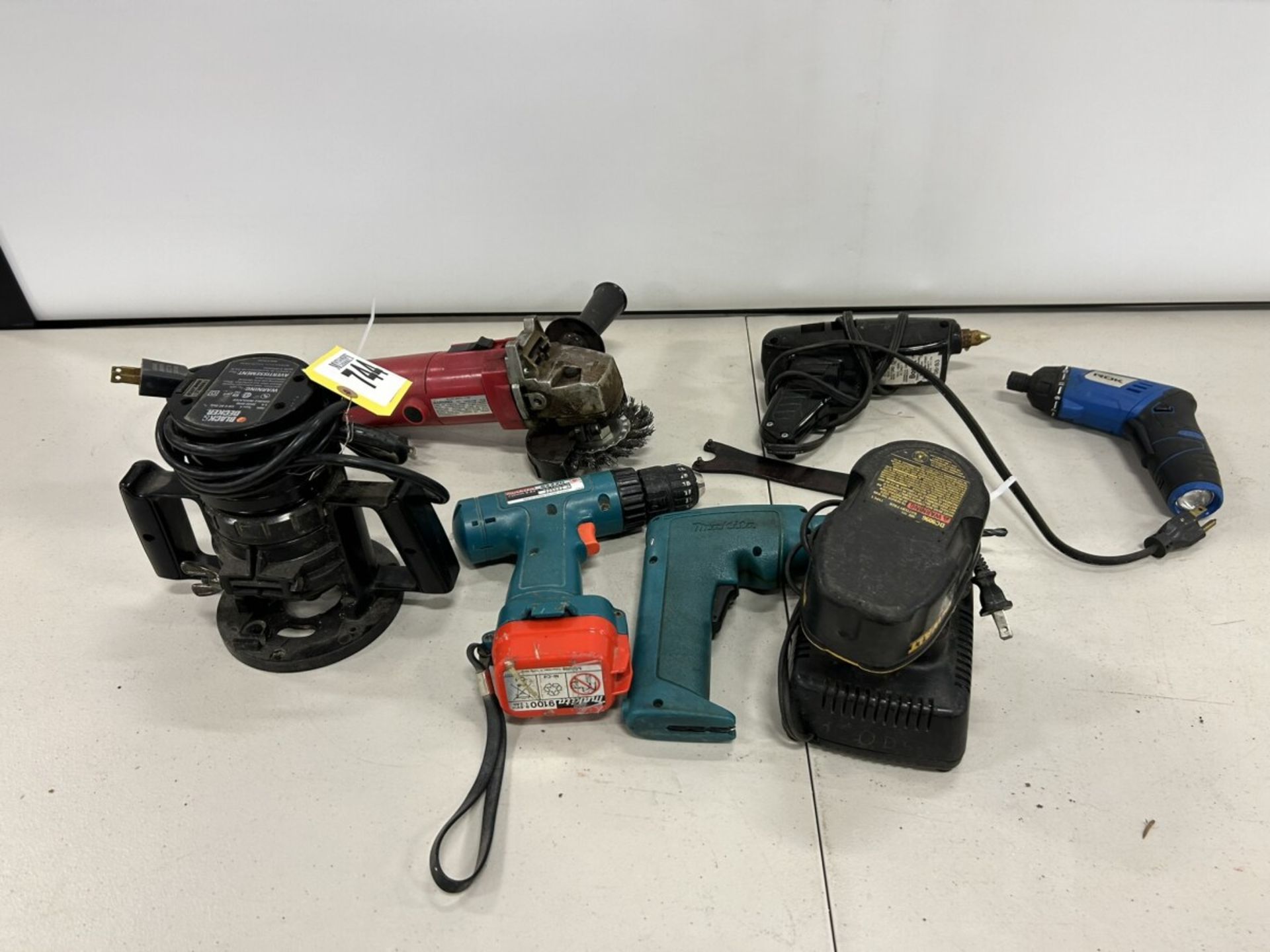 MAKITA CORDLESS DRILLS, DEWALT BATTERY AND CHARGER, BLACK & DECKER ROUTER ETC.