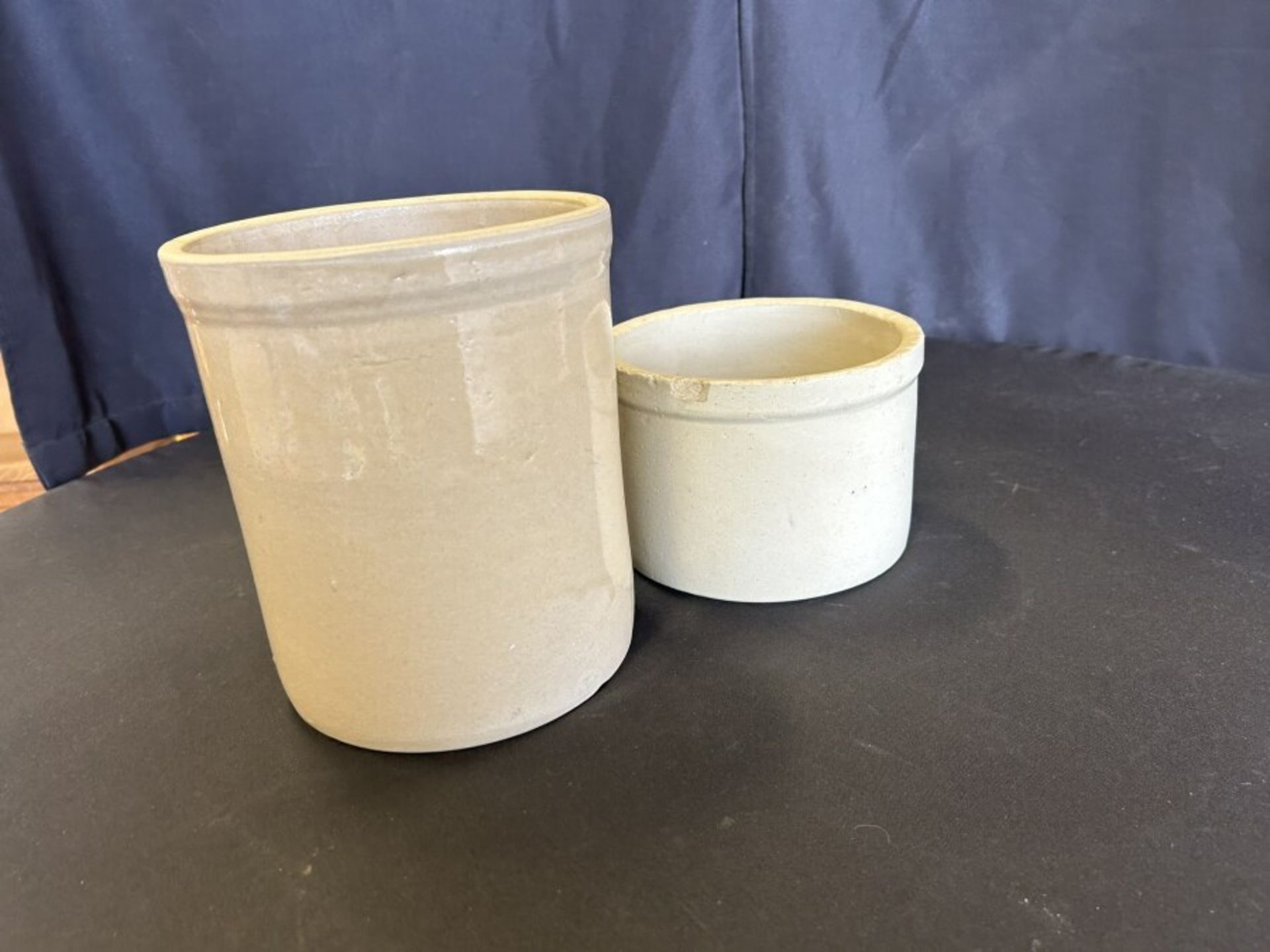 2-ANTIQUE CROCK CANISTERS - Image 4 of 7