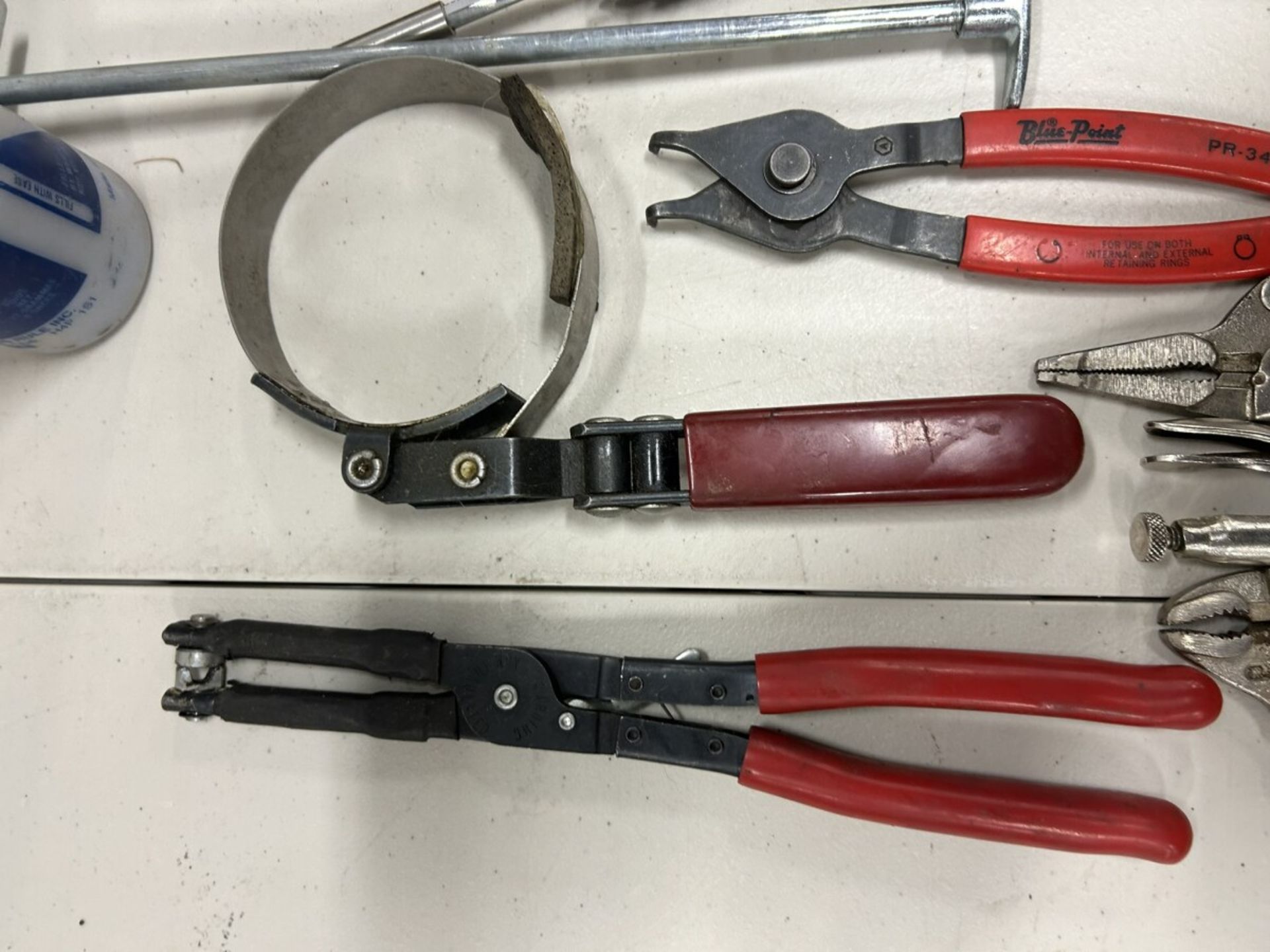 L/O ASSORTED HAND TOOLS PLIERS, VICE GRIPS, BLUE POINT RETAINING RING PLIERS ETC. - Image 5 of 6