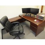 Office Desk/Chair, Dual Monitor, Bookcase, Side Chair