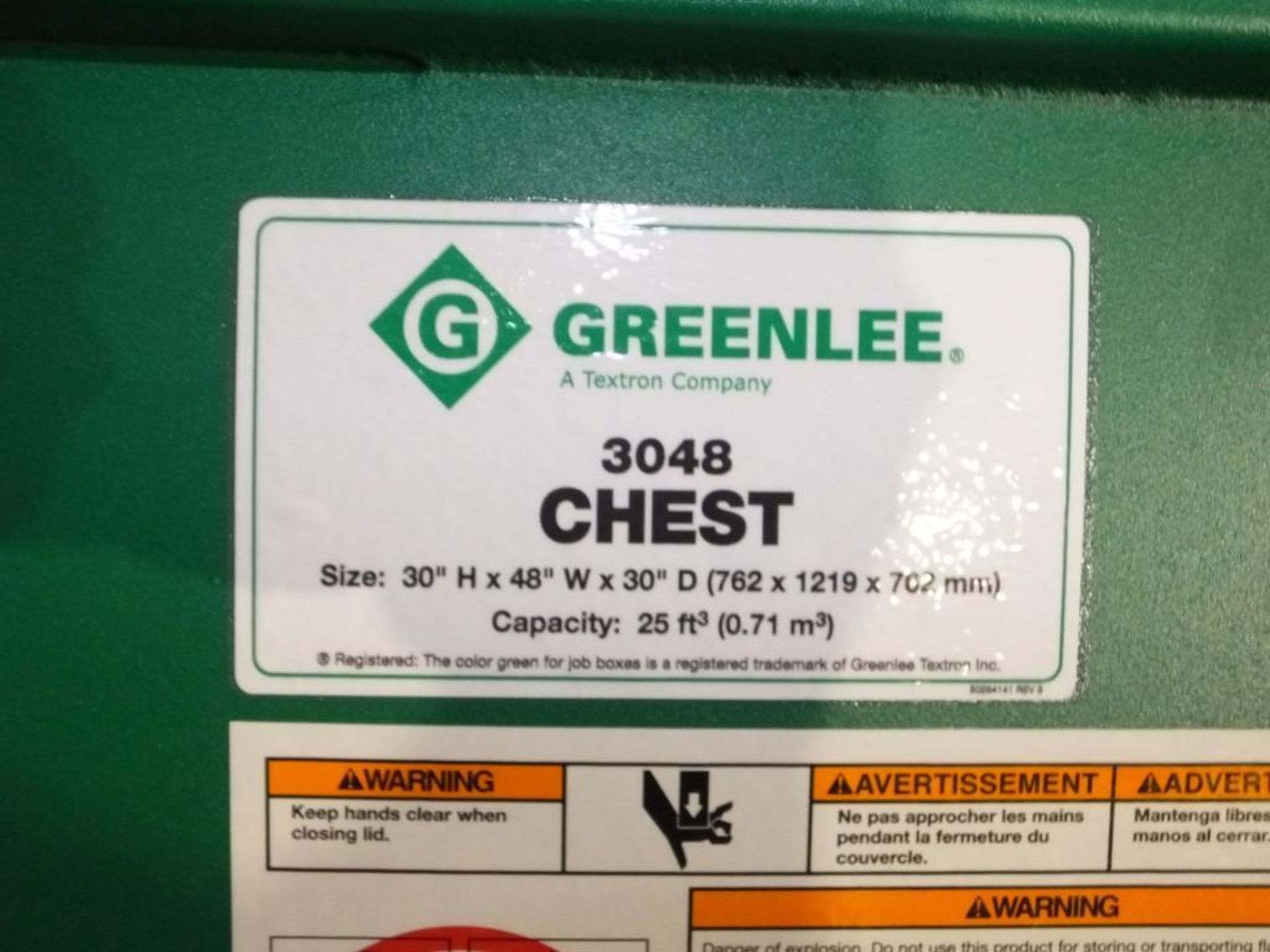 Greenlee 3048 Storage Chest - Image 2 of 4