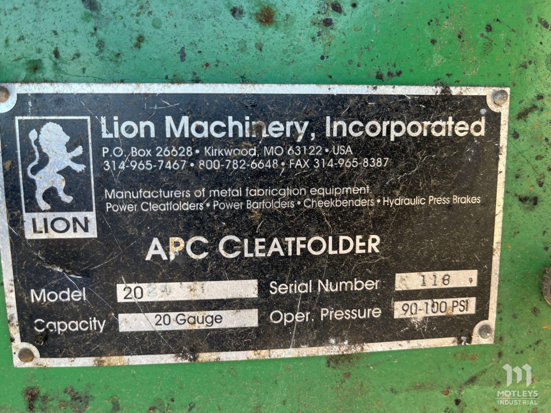 Lion Machinery APC Cleatfolder 2024 Cleat Bender - Image 6 of 9