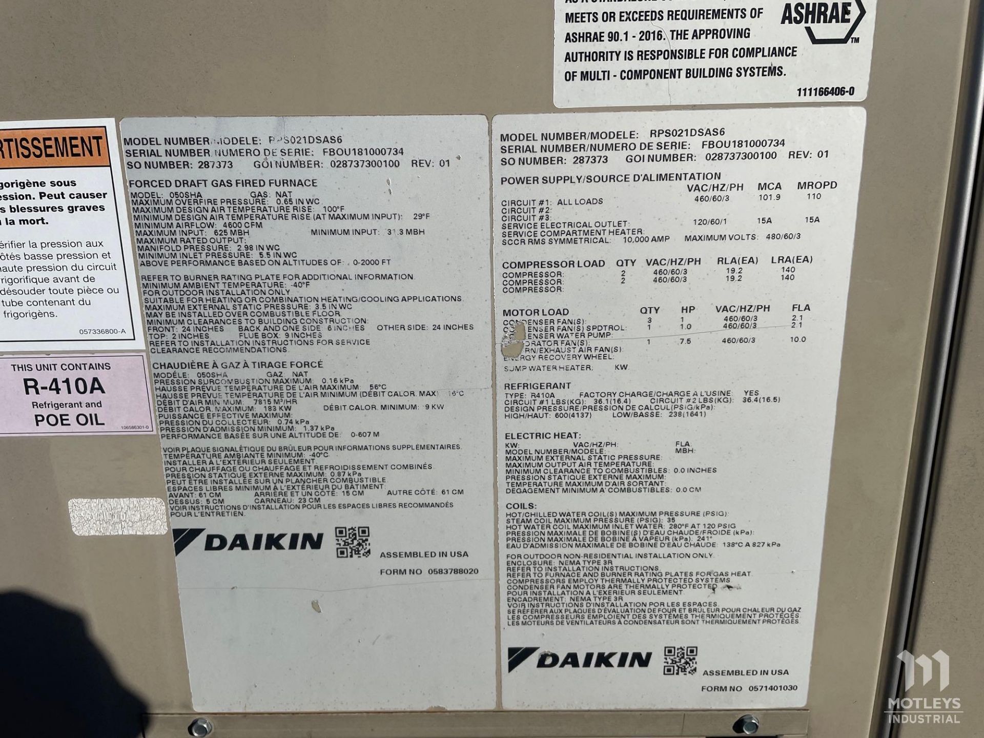 Daikin RPS021DSAS6 Rooftop HVAC Unit - Image 2 of 3