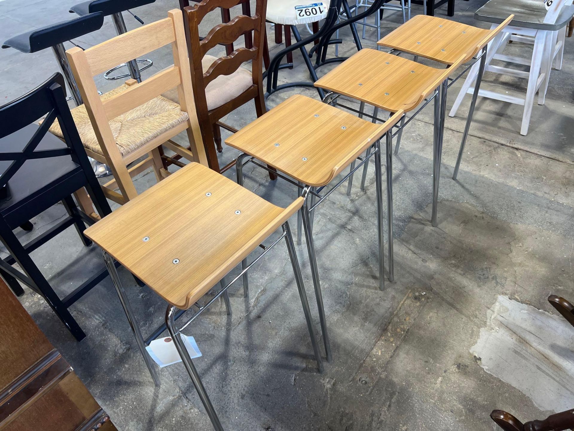 4 Wood and Metal Stools - Image 2 of 2
