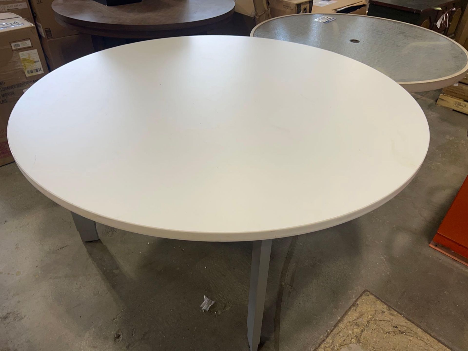 2 Round Tables and Glass End Table - Image 4 of 4