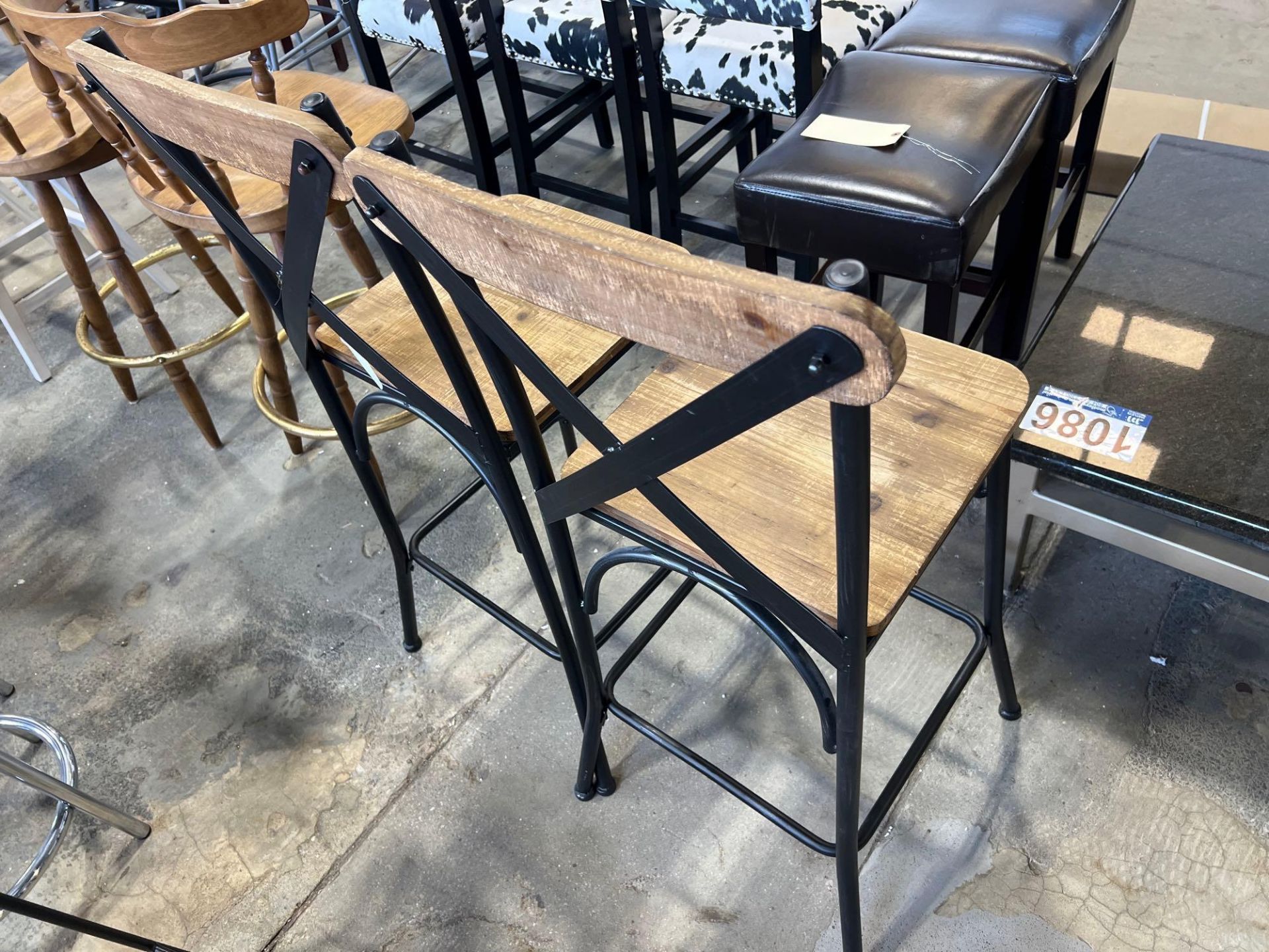 2 Metal and Wood Stools - Image 2 of 2