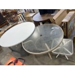 2 Round Tables and Glass End Table