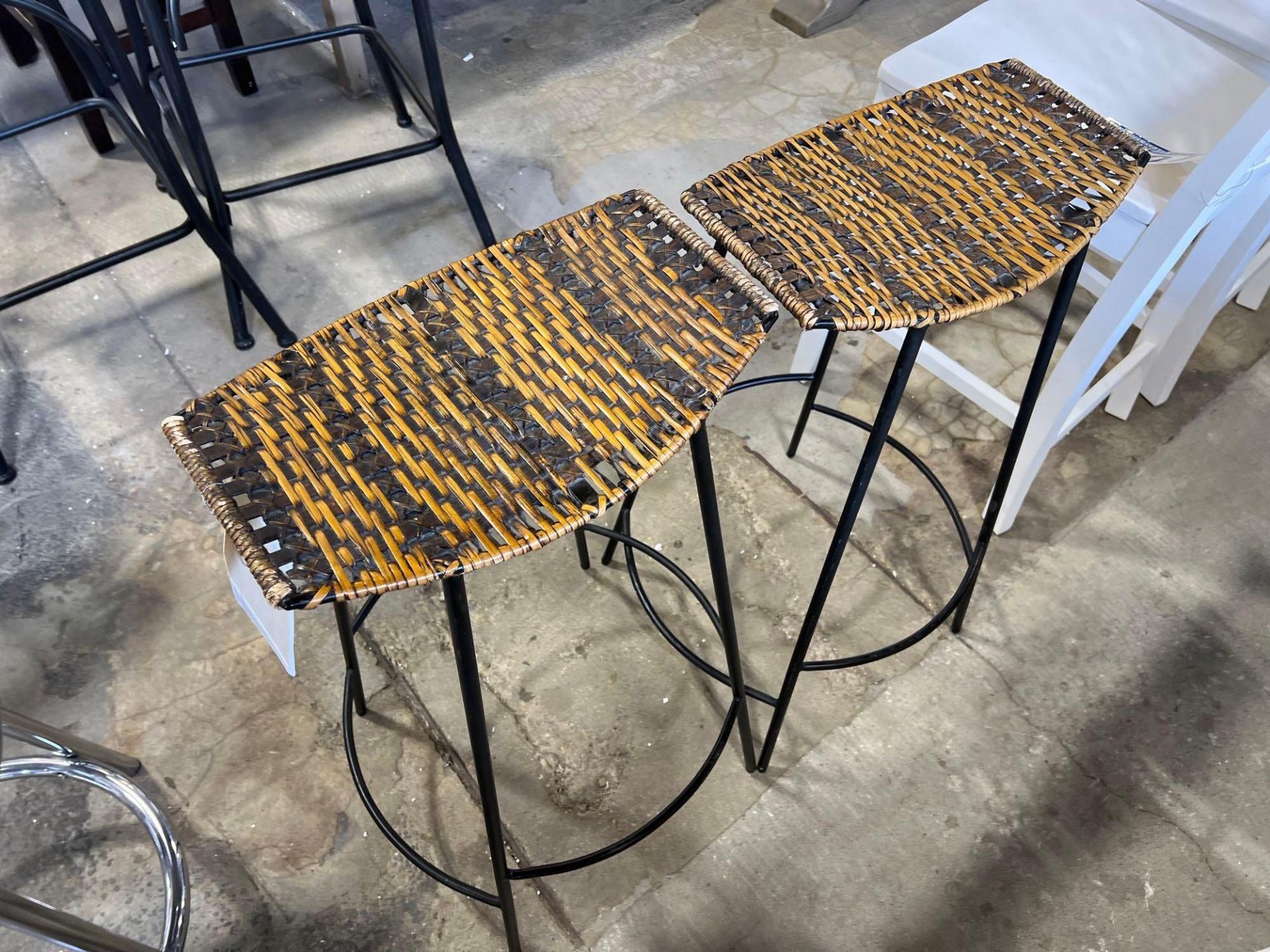 2 Wicker and Metal Stools - Image 3 of 3