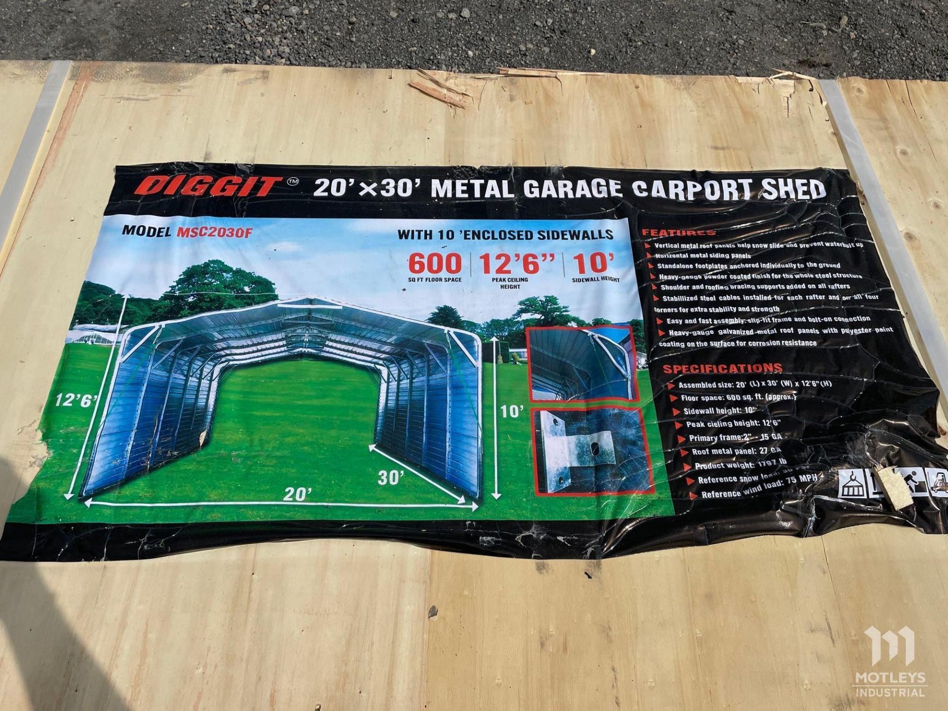 Diggit MSC2030F 20'x30' Metal Garage Carport Shed - Image 5 of 5