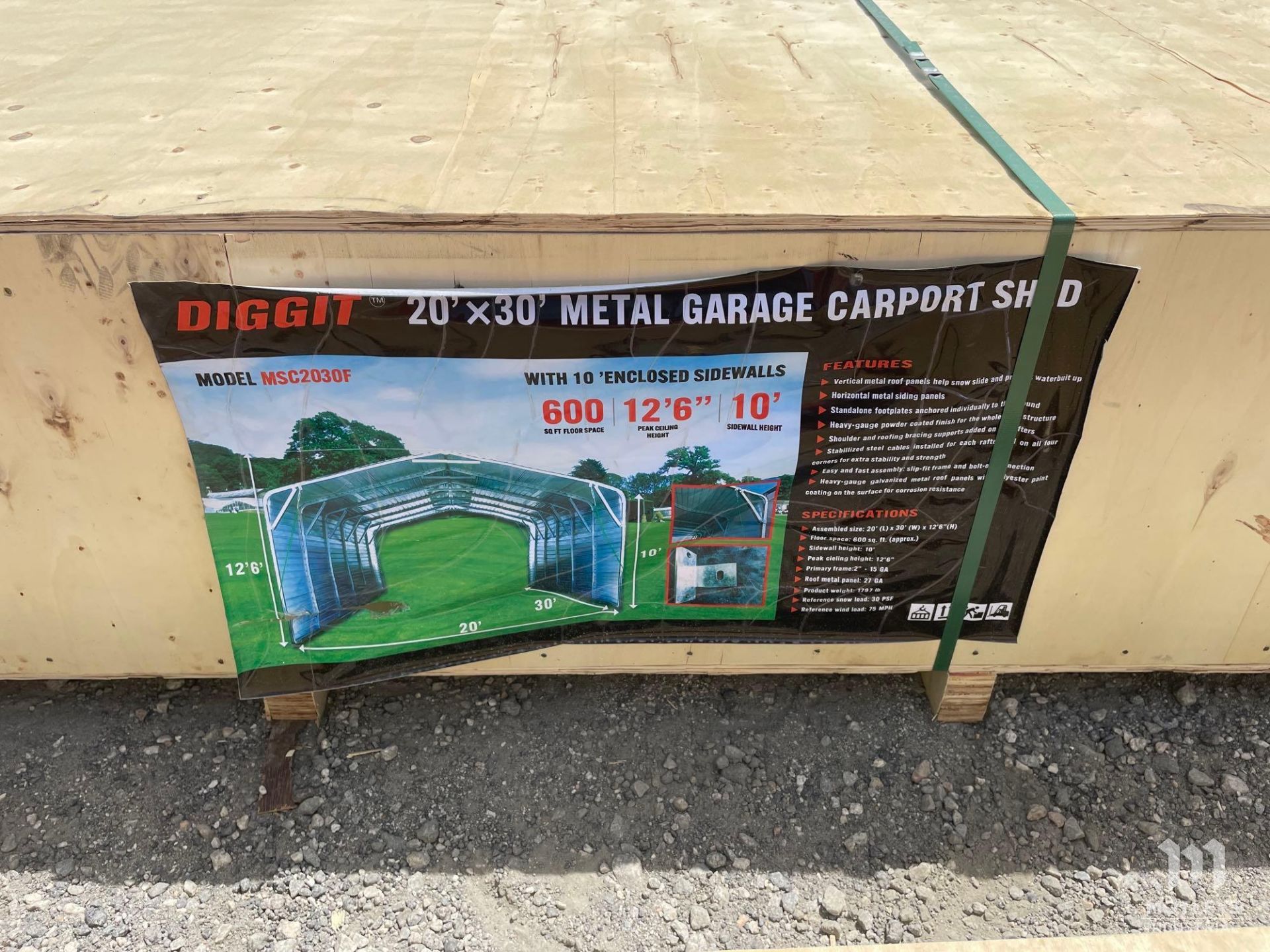 Diggit MSC2030F 20'x30' Metal Garage Carport Shed - Image 5 of 5