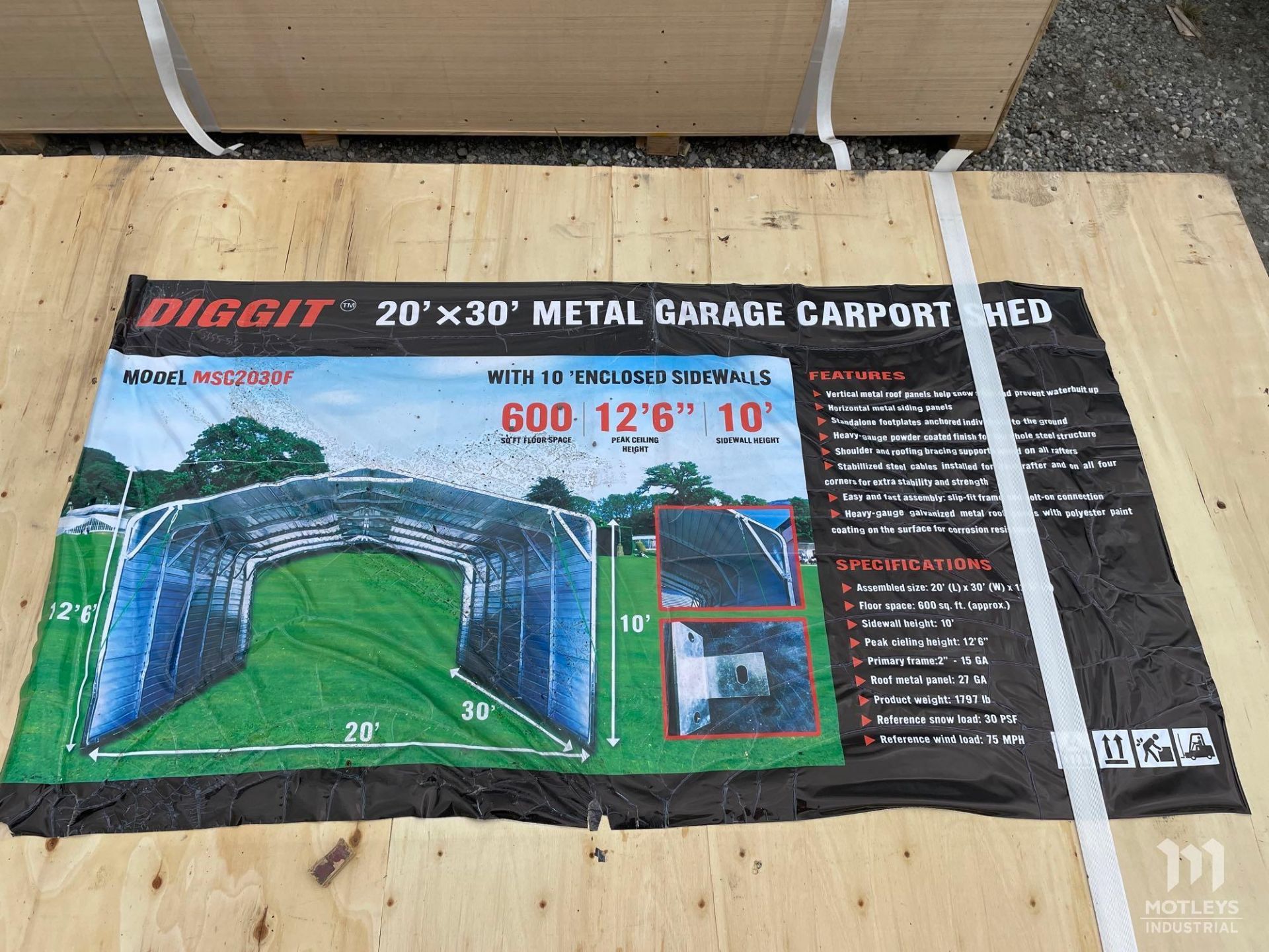 Diggit MSC2030F 20'x30' Metal Garage Carport Shed - Image 5 of 5