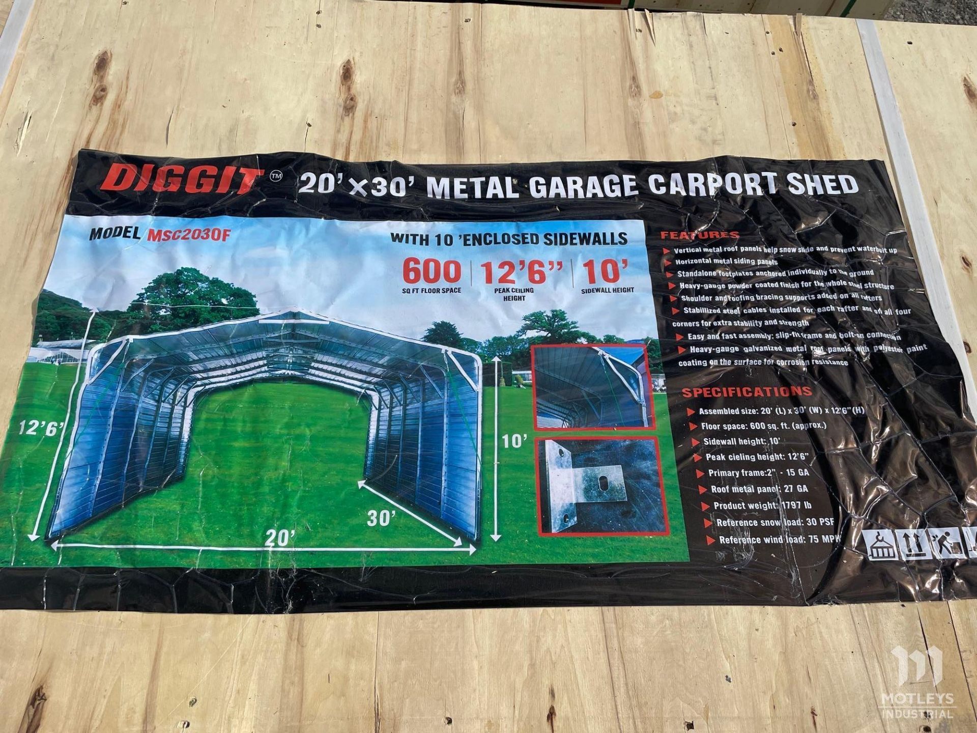 Diggit MSC2030F 20'x30' Metal Garage Carport Shed - Image 7 of 7