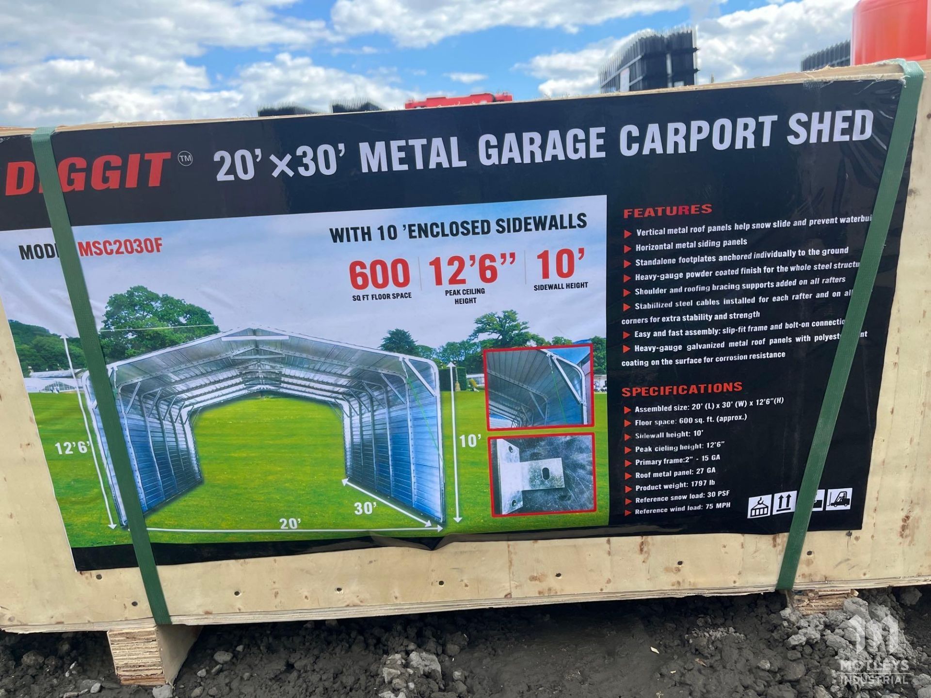 Diggit MSC2030F 20'x30' Metal Garage Carport Shed