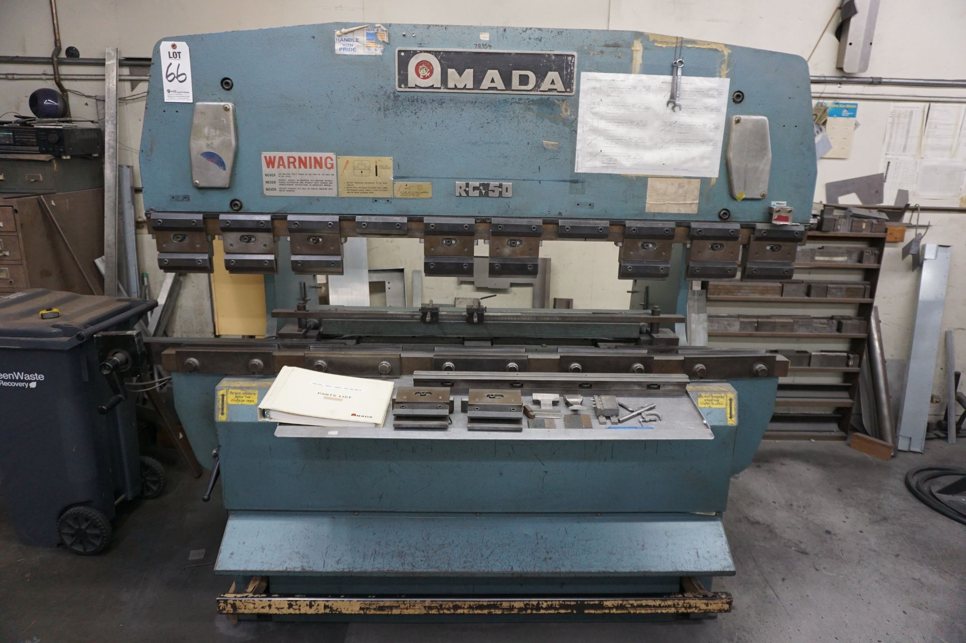 1984 AMADA RG-50 PRESS BRAKE S/N 504891 CAPACITY 50 TONS, TABLE LENGTH 78.8", MAX BENDING LENGTH