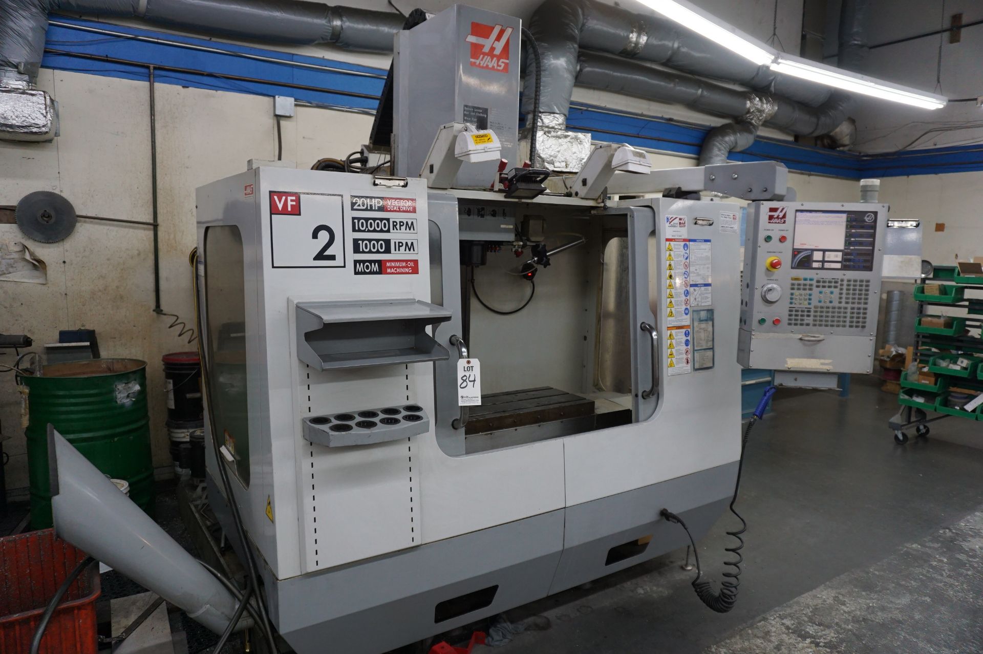 2007 HAAS VF-2D VERTICAL MACHINING CENTER, 10,000 RPM SPINDLE, MINIMUM OIL MACHINING, 1000 IPM