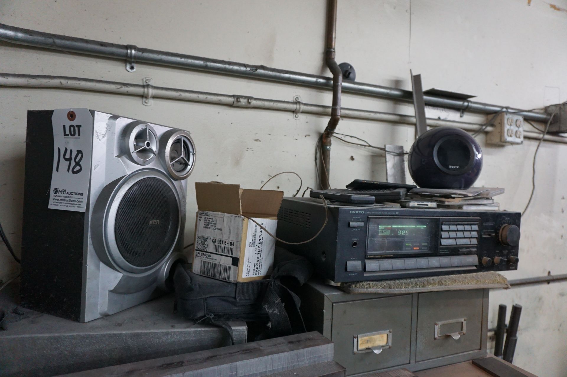 LOT TO INCLUDE: (2) SAW HORSES, PALLET, MISC. STEREO EQUIPMENT, BLUETOOTH SPEAKERS - Image 8 of 9