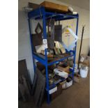 MATERIAL LOT IN WELDING ROOM TO INCLUDE: STEEL SHELVING UNIT WITH MISC. STEEL AND ALUMINUM,