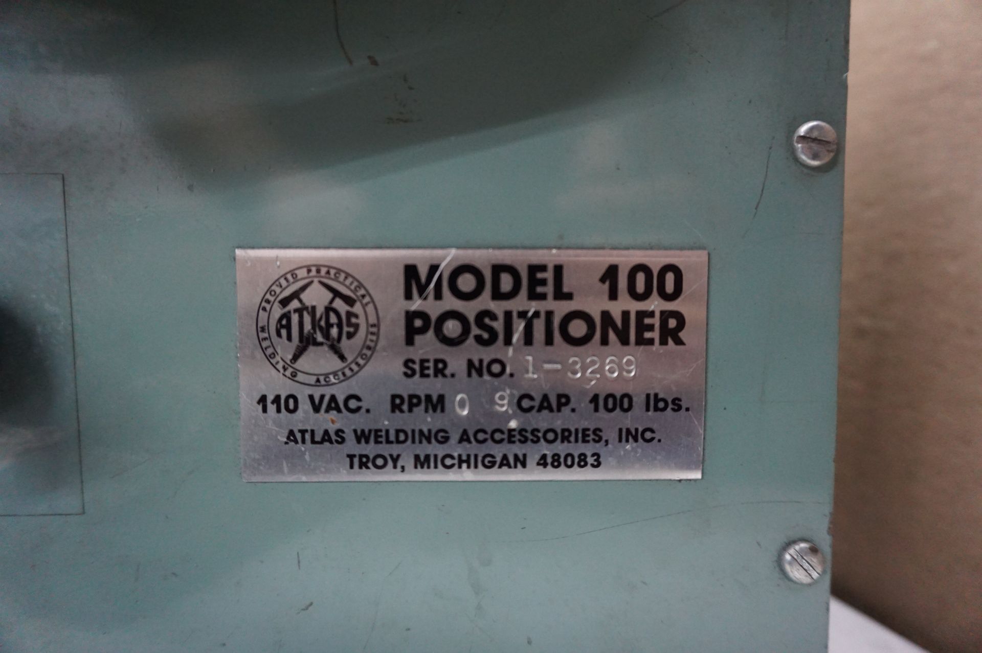 MISC. WELD SUPPLIES TO INCLUDE BUT NOT LIMITED TO: ATLAS MODEL 100 POSITIONER S/N 1-3269, WITH 4" - Image 6 of 6