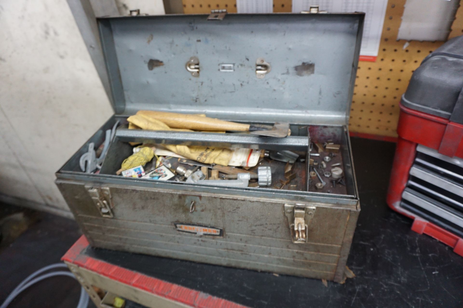 STEEL WORKSTATION BENCH WITH 1 DRAWER, DIMENSIONS 2' X 4' X 3' H(3) MISC. TOOL BOXES WITH CONTENTS - Image 3 of 11