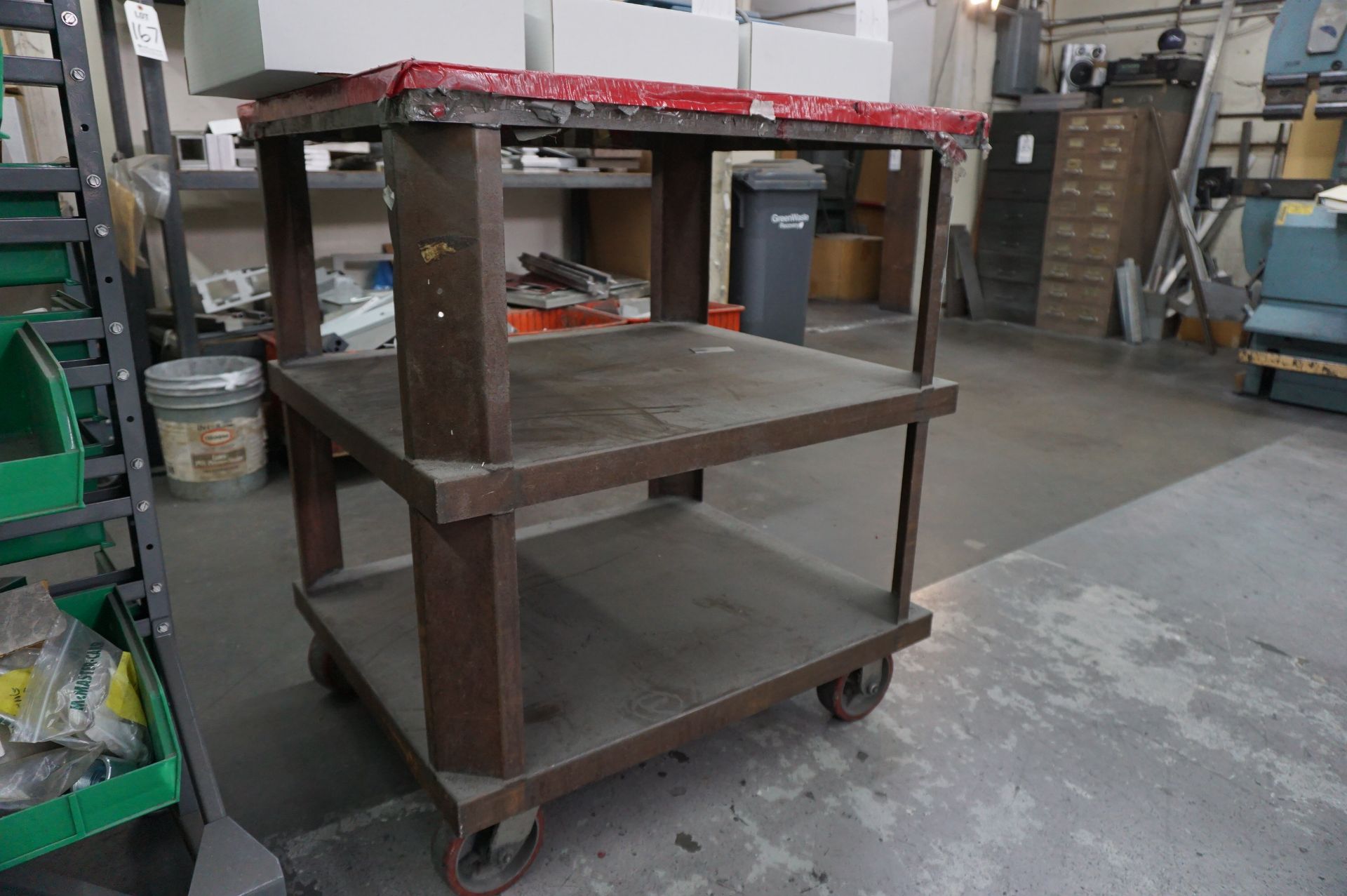 HEAVY DUTY ROLLING STEEL CART DIMENSIONS, 35" X 30" X 41" H *NO CONTENTS* - Image 2 of 5