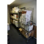 STEEL INVENTORY SHELVING WITH CONTENTS TO INCLUDE: MISC. TIGER AND CARDINAL POWDER COATINGS,