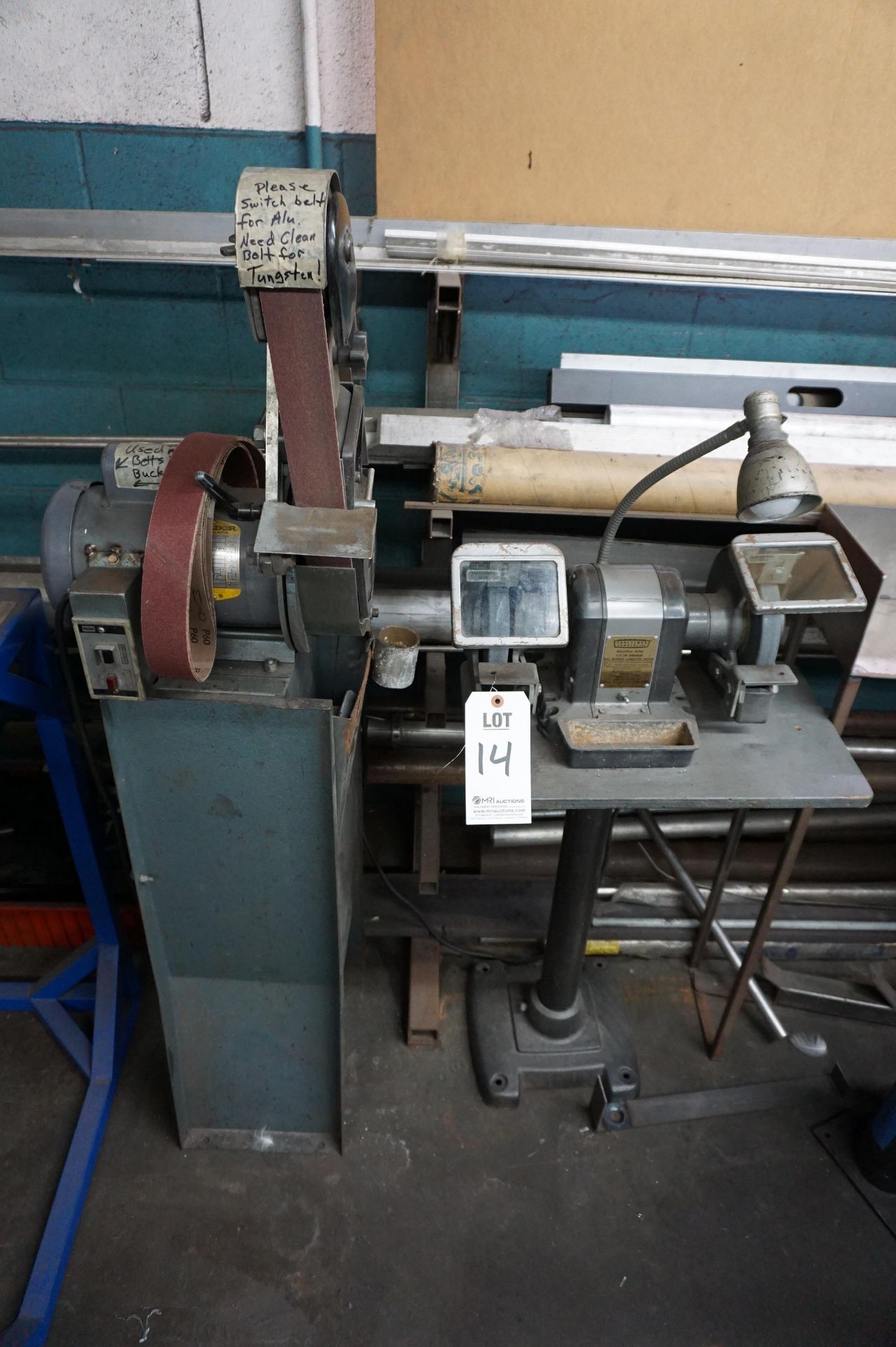 LOT TO INCLUDE: (1) 3" BELT SANDER BALDO MOTOR WITH SPARE BELTS, (1) CRAFTSMAN 1/2 HP PEDESTAL