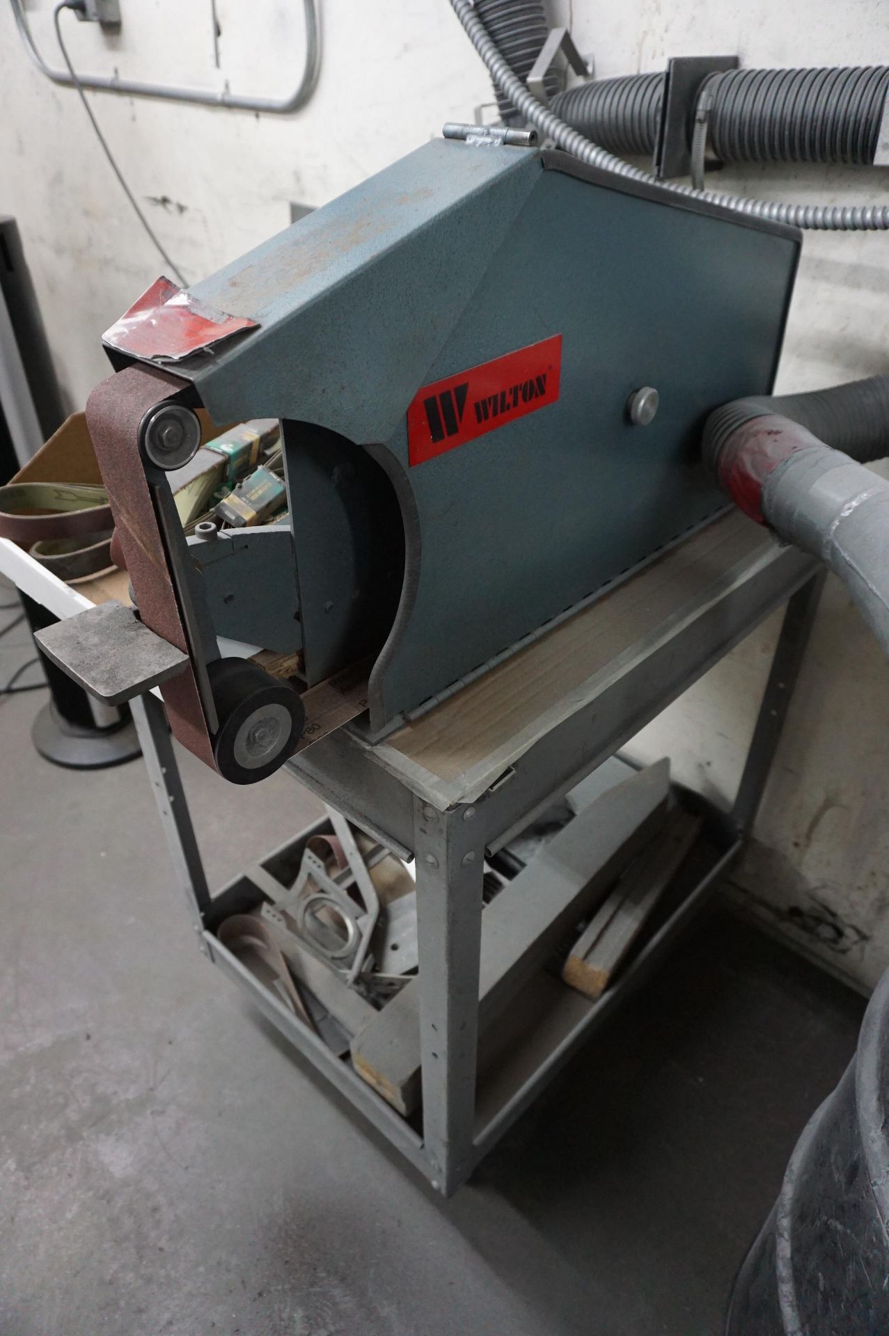 CART WITH WILTON BELT SANDER WITH BALDOR MOTOR, SPARE BELTS - Image 2 of 4