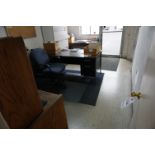 FRONT RECEPTION DESK AND OFFICE WITH CONTENTS TO INCLUDE FURNITURE ONLY: OFFICE CHAIR, OFFICE