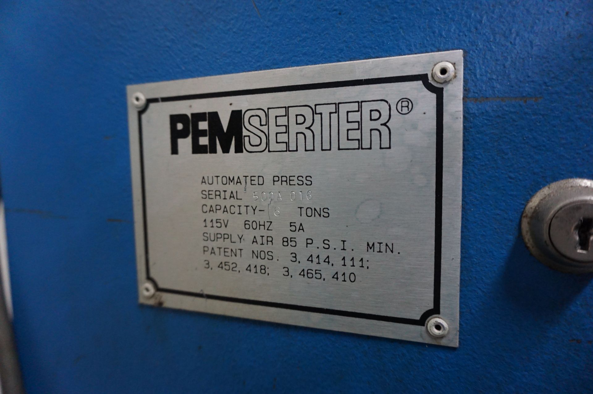 PEMSERTER PS-500 HARDWARE INSERTION MACHINE S/N 500A016, 6 TON CAPACITY *PLEASE NOTE FOR PARTS, - Image 5 of 5