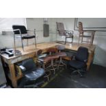 POWDER COATING ROOM SUPPORT LOT TO INCLUDE: (2) WOOD TABLES, (8) MISC. CHAIRS, 2 DOOR STEEL