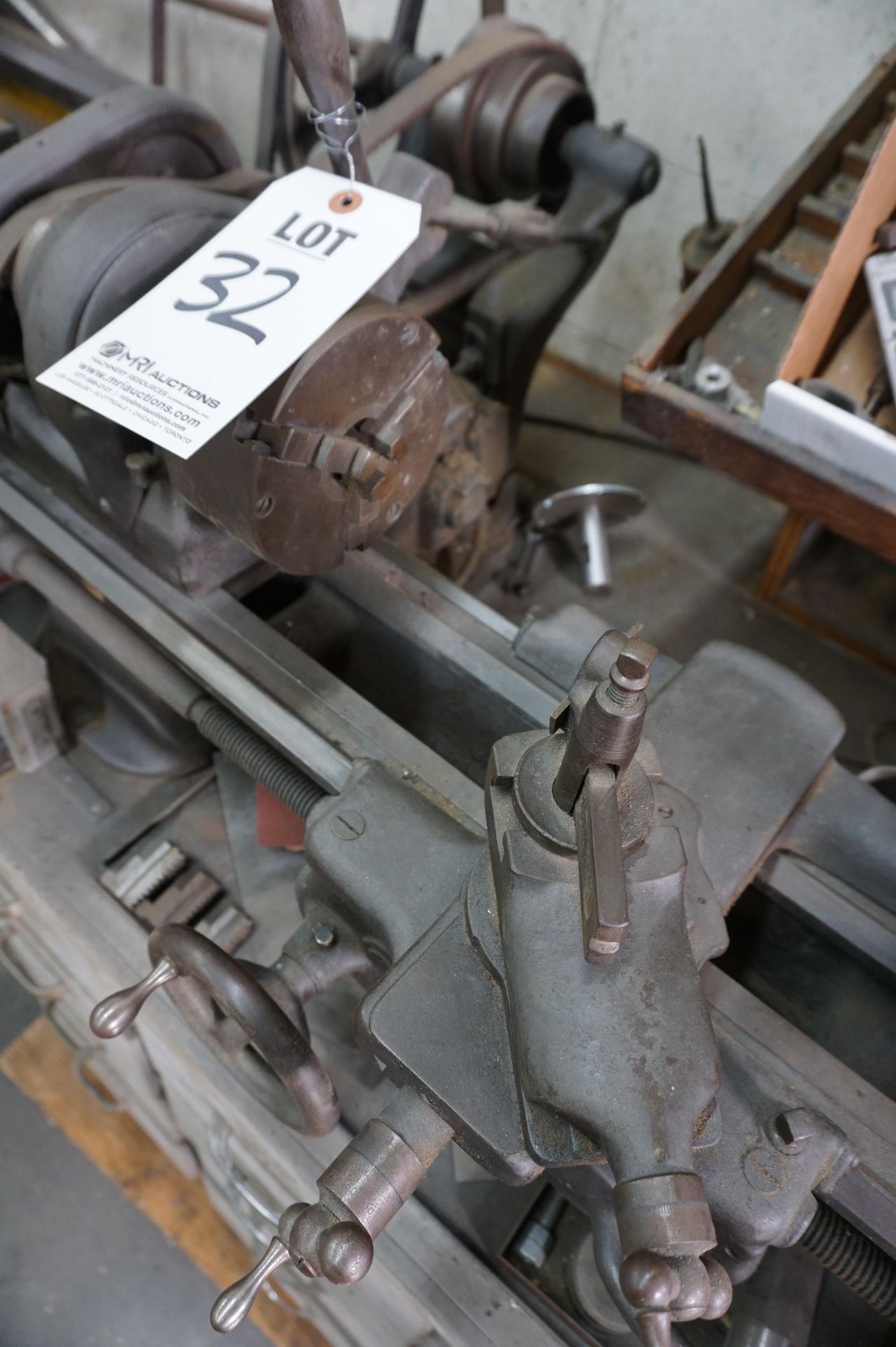 SOUTHBEND MACHINE LATHE MODEL C9-10JR, CATALOG NUMBER 41524 WITH ORGANIZER CABINET - Image 2 of 10