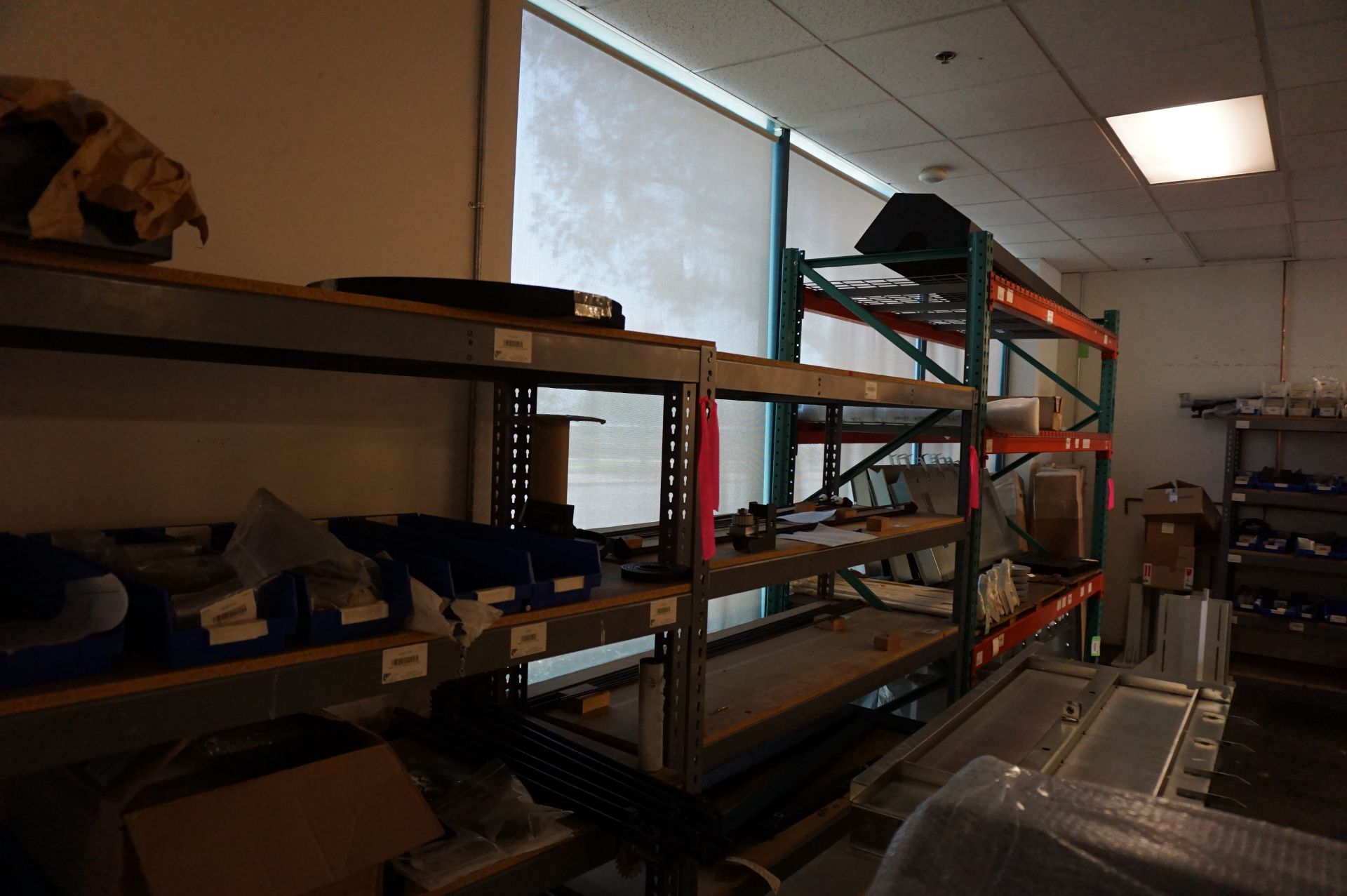 INVENTORY RACKS ALONG WALL IN ASSEMBLY AND REPAIR AREA *RACKS ONLY NO CONTENTS* - Image 2 of 5