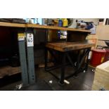 WOOD TOP WORK BENCH, DIMENSIONS 60" X 31" X 34", ADJUSTABLE HEIGHT *TABLE ONLY NO CONTENTS*