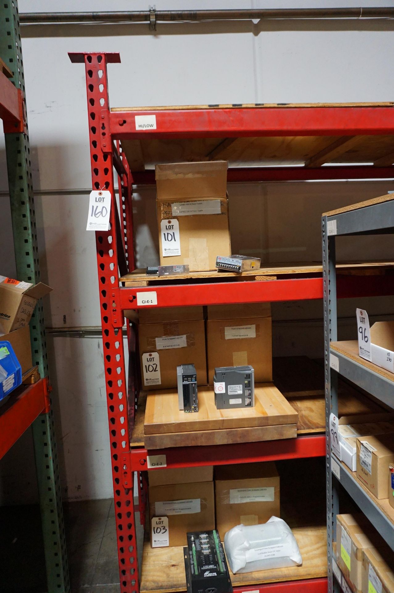 ROW OF INVENTORY SHELVES AND RED HEAVY DUTY RACK *NO CONTENTS RACKS ONLY* - Image 7 of 7