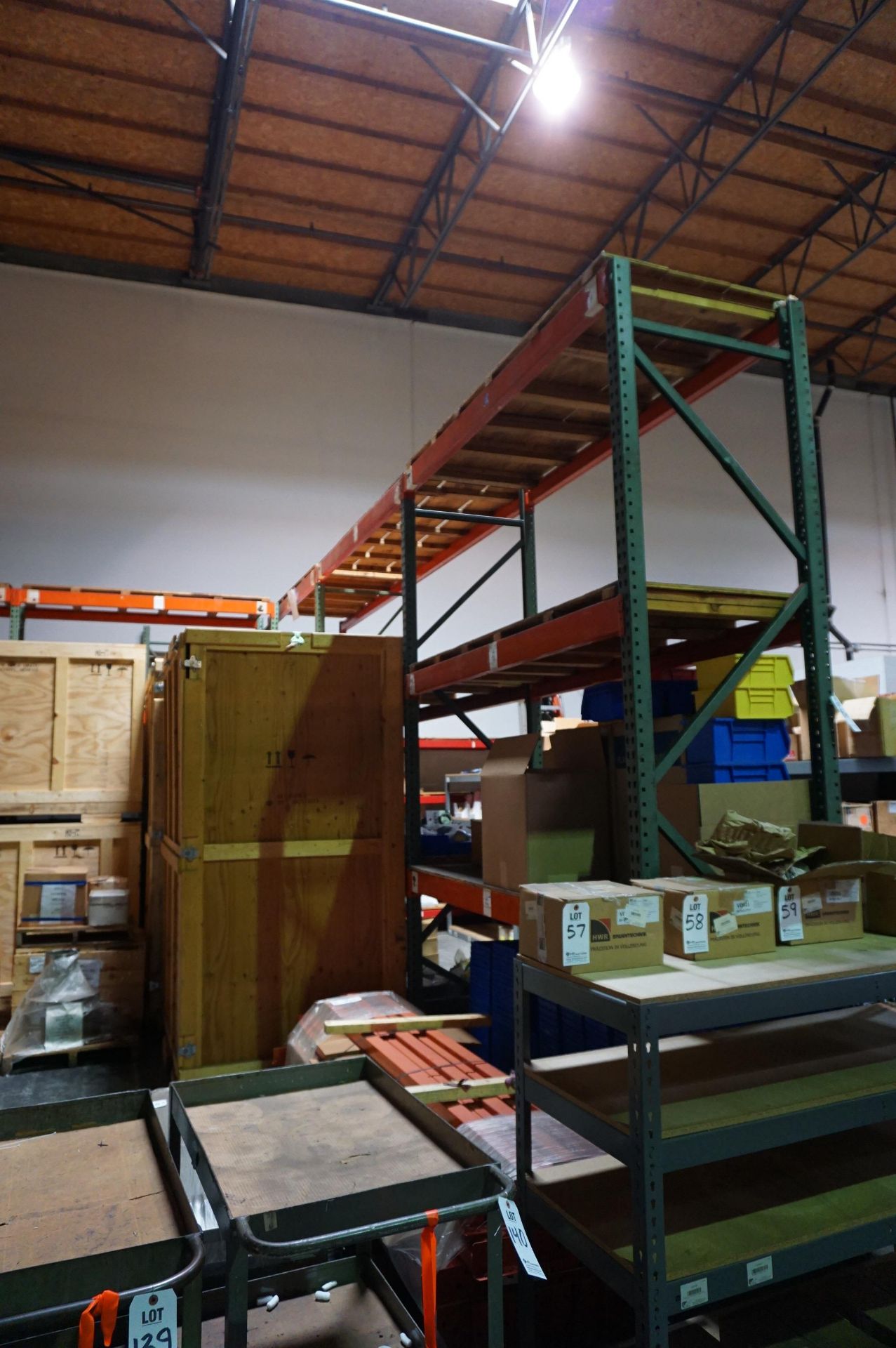 LOT TO INCLUDE: (1) INVENTORY CART, (1) SUPPORT STEEL SHELF, (1)HEAVY DUTY STEEL SHELVING UNIT *NO - Image 7 of 8