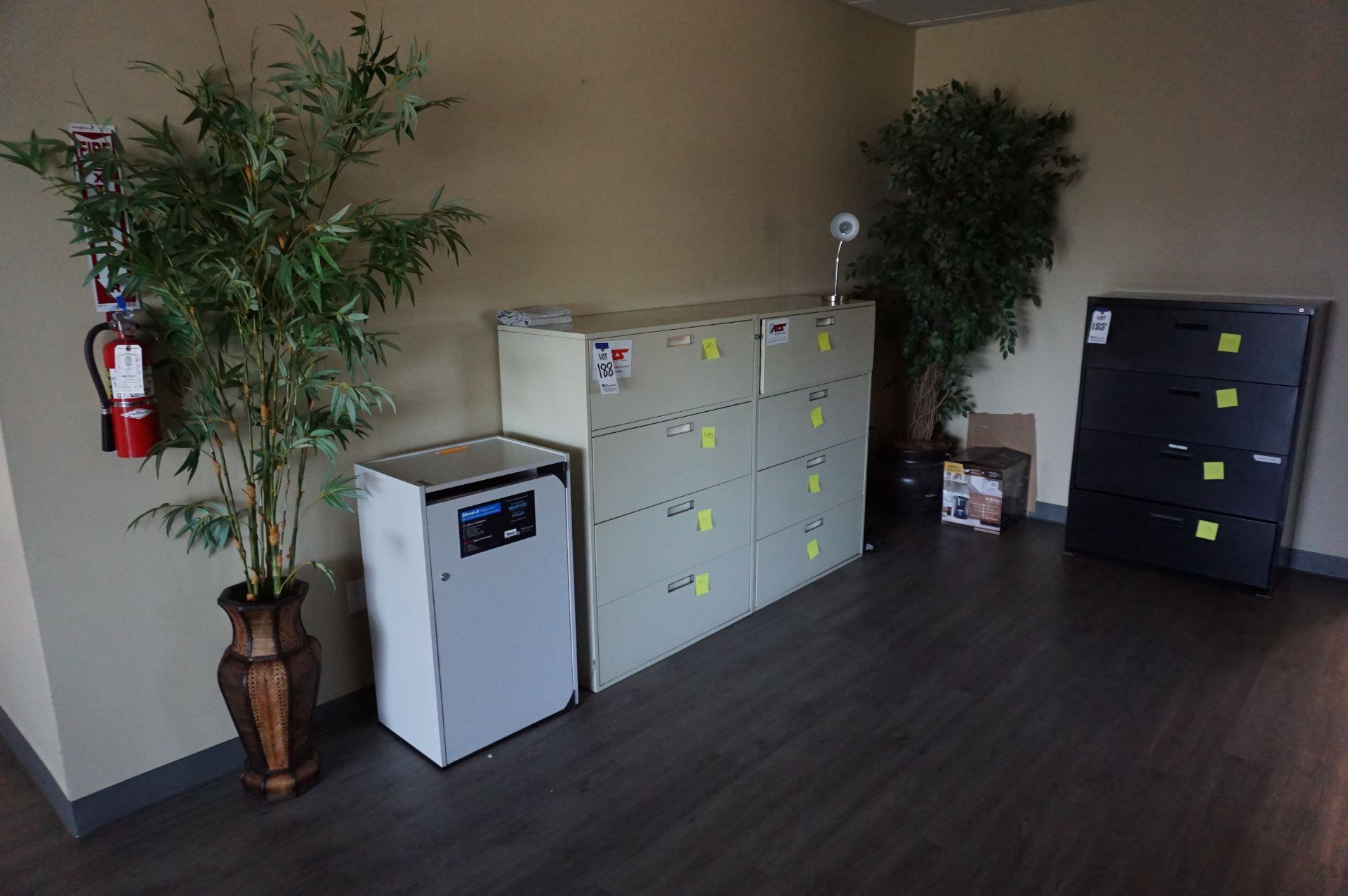 SECOND FLOOR FOYER CONTENTS TO INCLUDE: FILE CABINETS, DECORATIVE PLANTERS AND PLANTS, PAINTING,