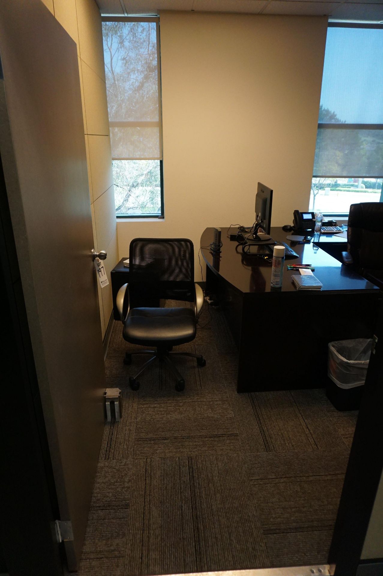 SECOND FLOOR OFFICE TO INCLUDE: HIGH END EXECUTIVE DESK, MONITOR AND STAND KEYBOARD, EXECUTIVE