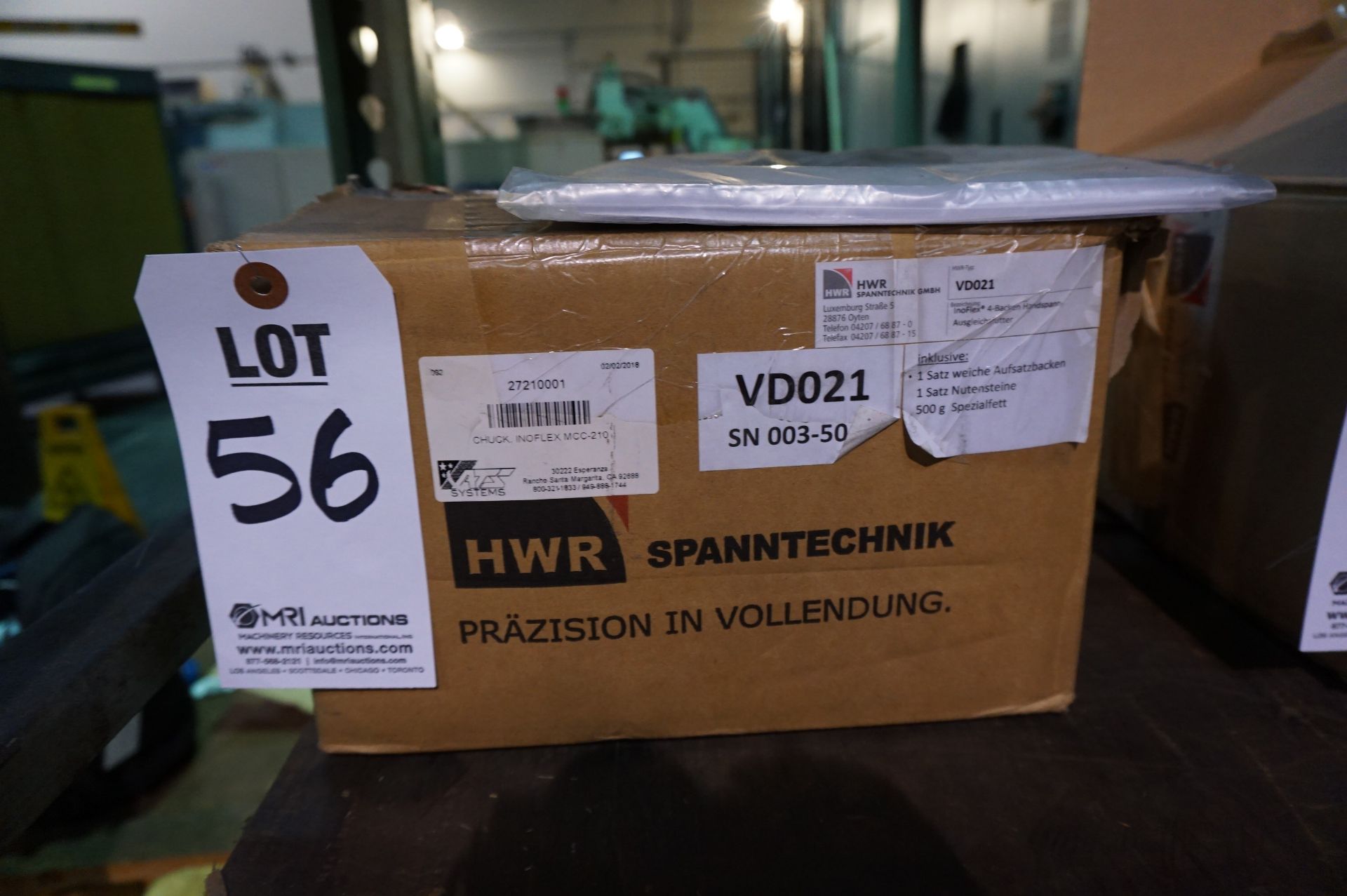 ORIGINAL BOX: HWR INOFLEX VD 021 8" COMPENSATING 4 JAW MANUAL CHUCK - Image 2 of 3