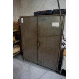 2 DOOR STEEL SHOP CABINET AND OFFICE DESK *CONTENTS NOT INCLUDED*