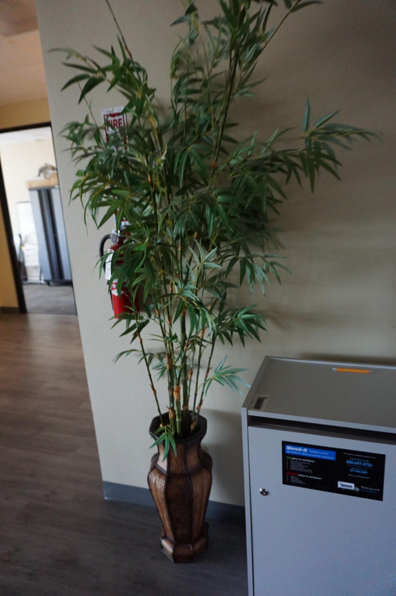 SECOND FLOOR FOYER CONTENTS TO INCLUDE: FILE CABINETS, DECORATIVE PLANTERS AND PLANTS, PAINTING, - Image 5 of 7