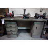 STEEL WORK BENCH WITH CONTENTS TO INCLUDE: (1) SKIL 6" BENCH GRINDER MODEL 3380, (1) 2018 ENCO 1"