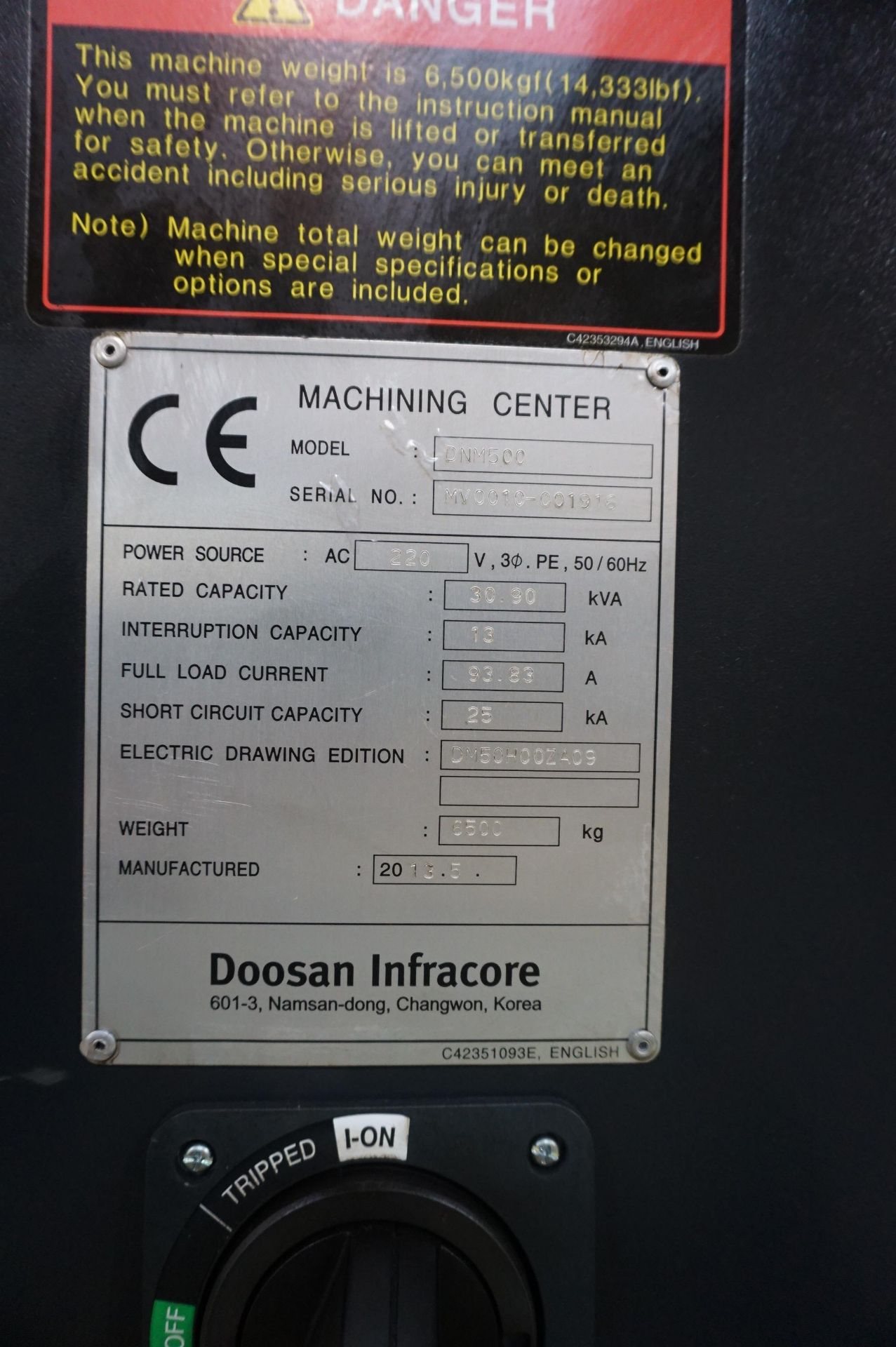 2013 DOOSAN DNM 500 CNC VERTICAL MACHINING CENTER, 9118 APPROX RUN TIME AS OF MAY 9 2024, 8,000 - Image 19 of 20