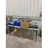 Folding Table w/ Hardware Content, 80/20 Safety Sheilds & Casters