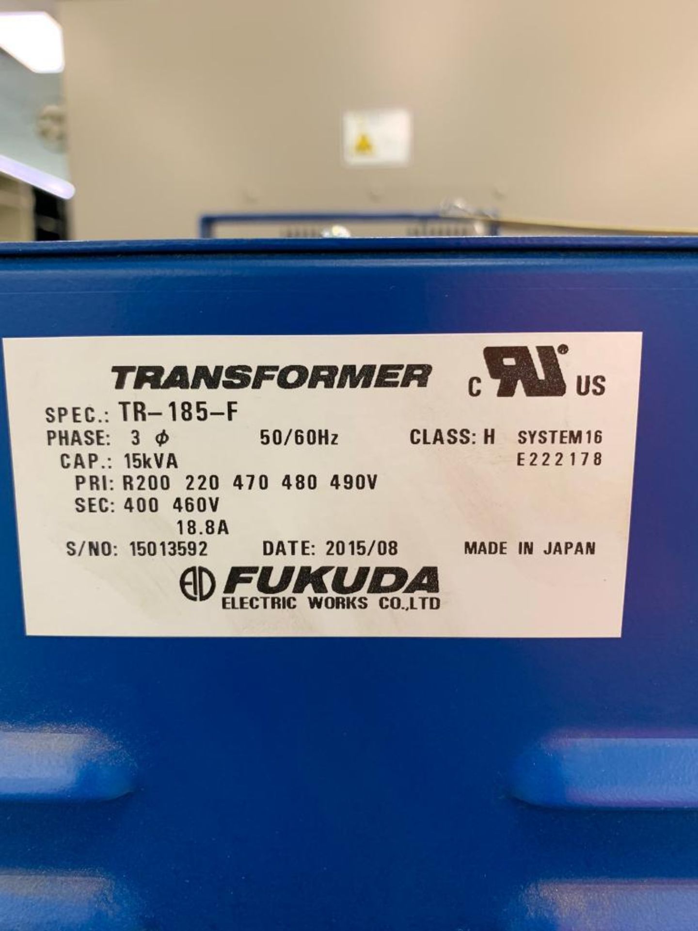 Fukuda 15 KVA Transformer, 3-Phase - Image 2 of 2
