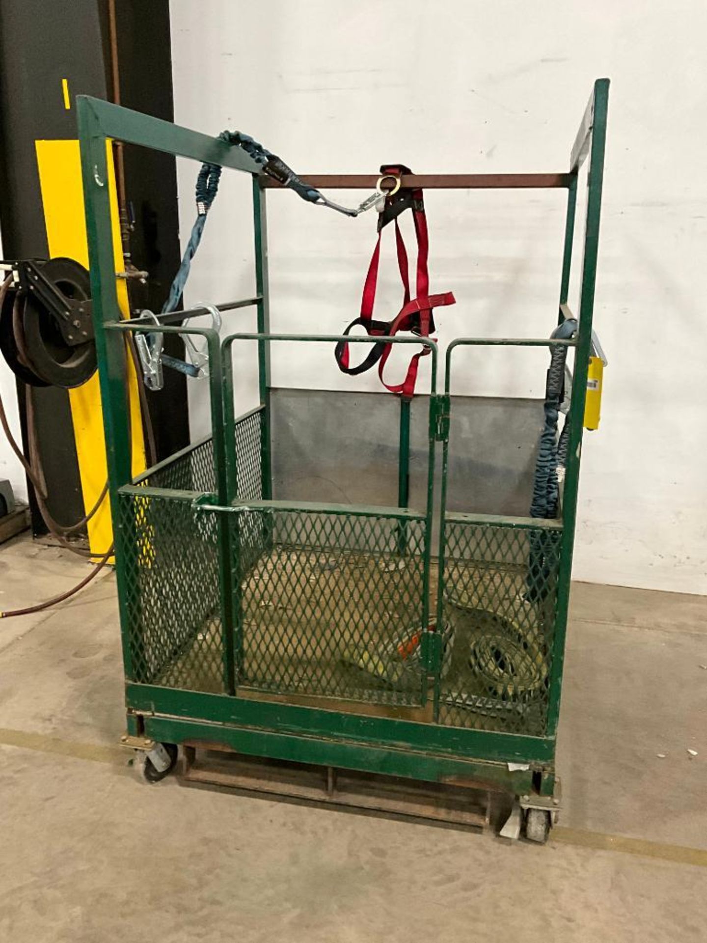 Crane Man Basket on Casters, 70" H x 44" W x 47" D, (1) Safety Harness, (2) Safety Straps - Image 2 of 12